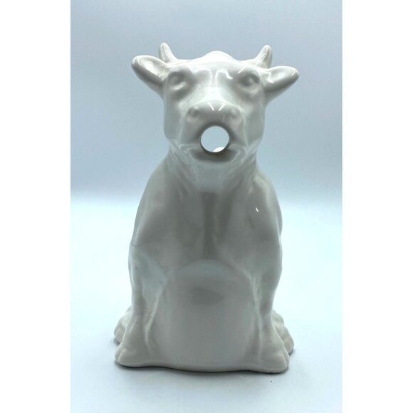 White Ceramic Cow Creamer Pitcher - Picture 1 of 7